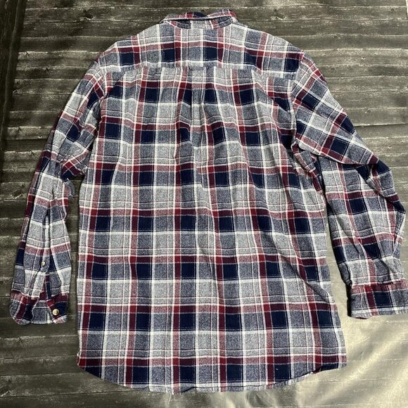 REDHEAD BRAND CO FLANNEL BLUE RED PLAID BUTTON DOWN OUTDOOR HIKING CLASSIC - Picture 3 of 6